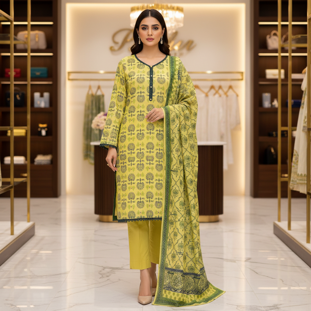 Lemon Meadow Botanical | Printed Lawn | 3 Piece Suit | Summer Casual Wear
