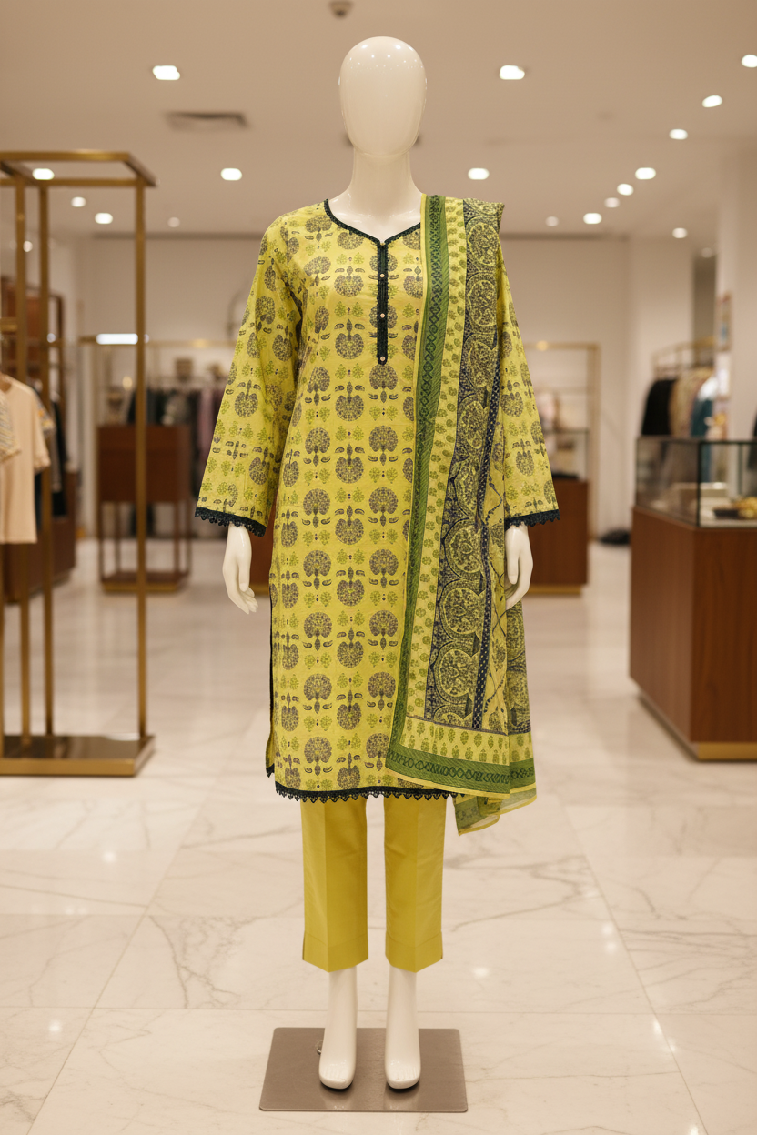 Lemon Meadow Botanical | Printed Lawn | 3 Piece Suit | Summer Casual Wear