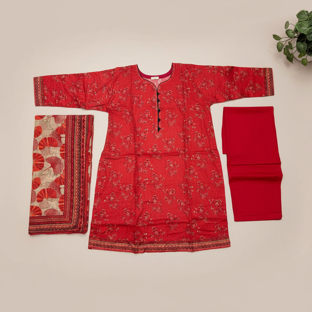 Crimson Bloom | Printed Lawn | 3 Piece Suit | Summer Casual Wear