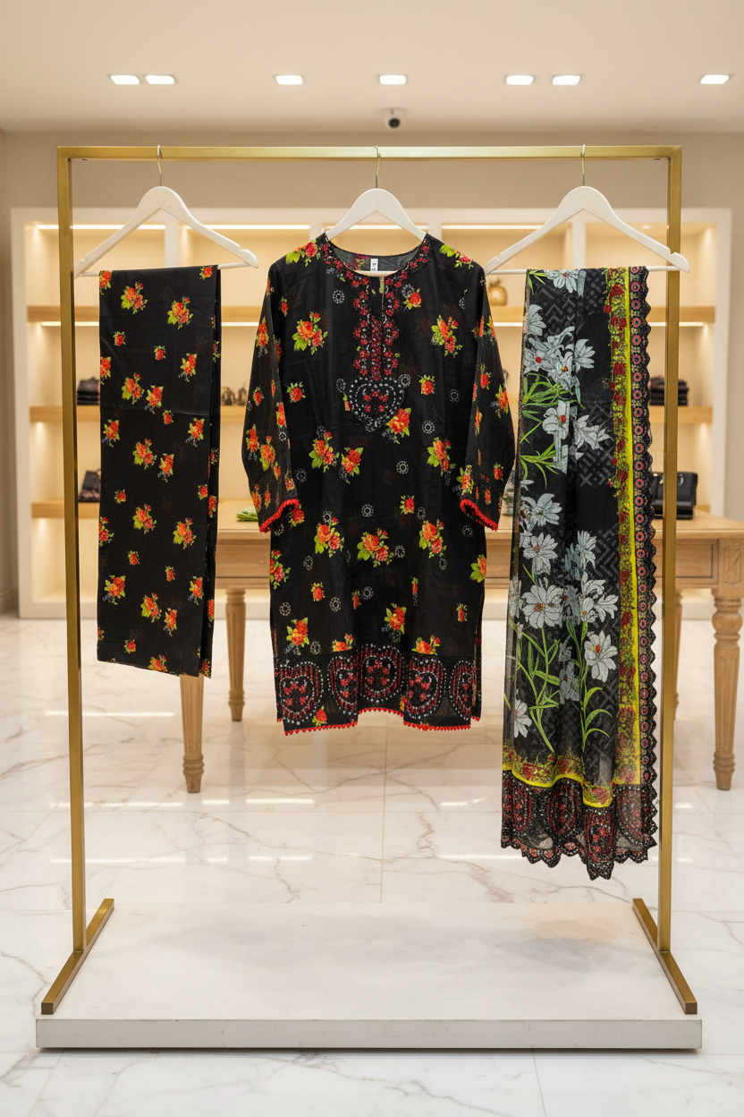 Scarlet Garden | Premium Embroidered Lawn |  3 Piece Suit | Summer Casual Wear