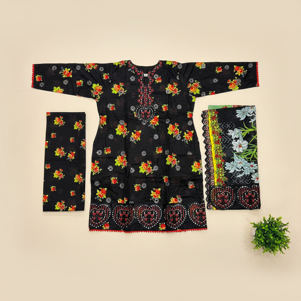 Scarlet Garden | Premium Embroidered Lawn |  3 Piece Suit | Summer Casual Wear
