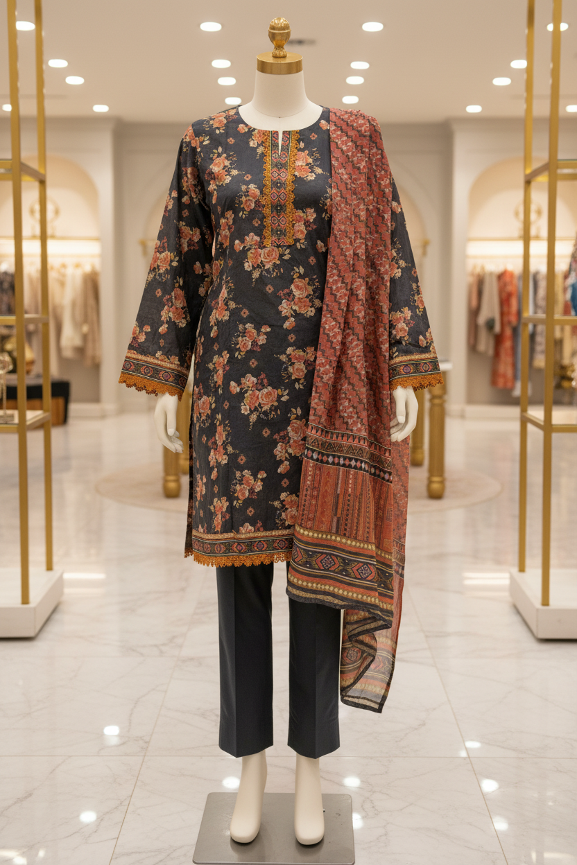 Autumn Ember | Premium Printed Lawn | 3 Piece Suit | Summer Casual Wear