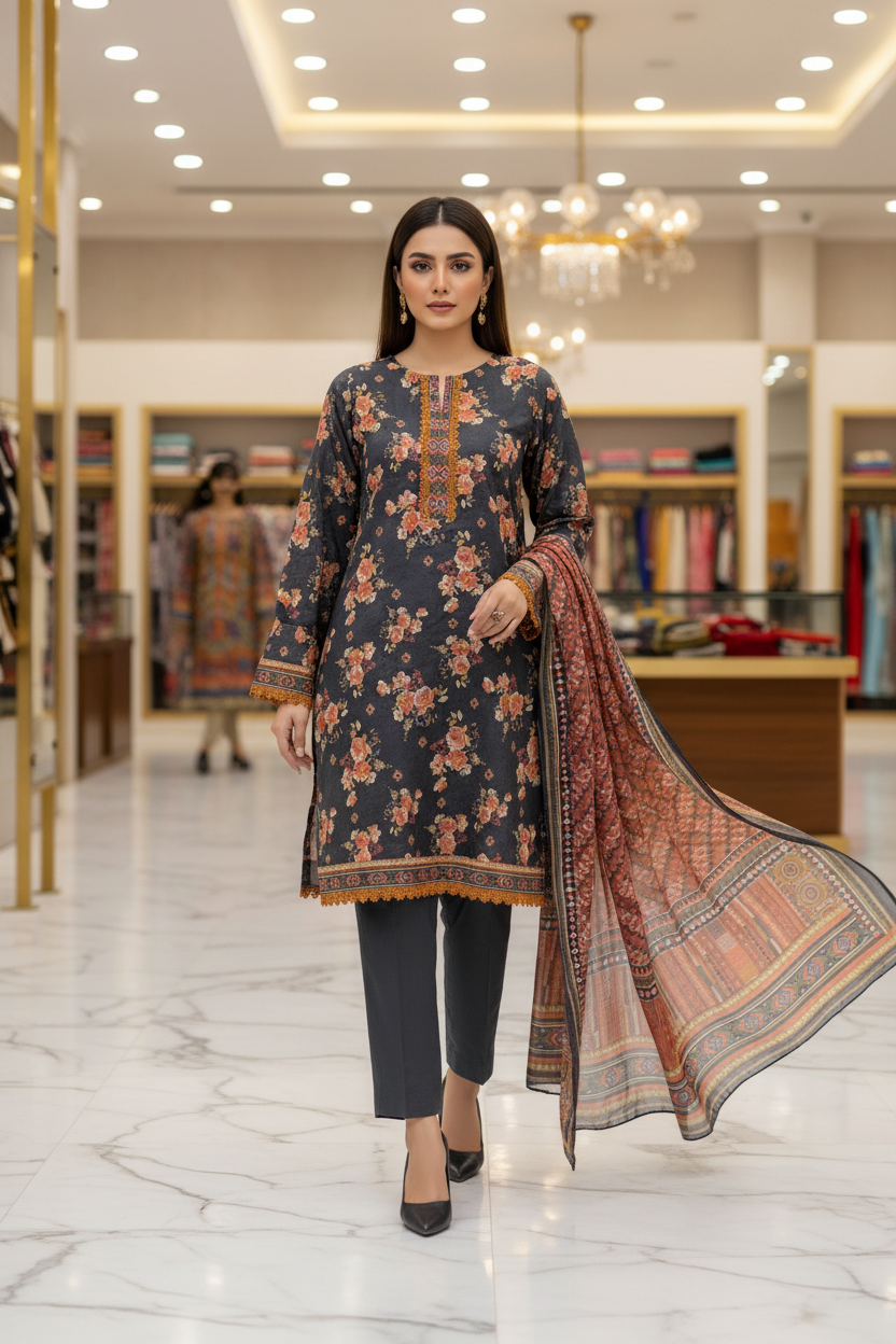 Autumn Ember | Premium Printed Lawn | 3 Piece Suit | Summer Casual Wear