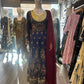 Navy blue with antique gold and red colour