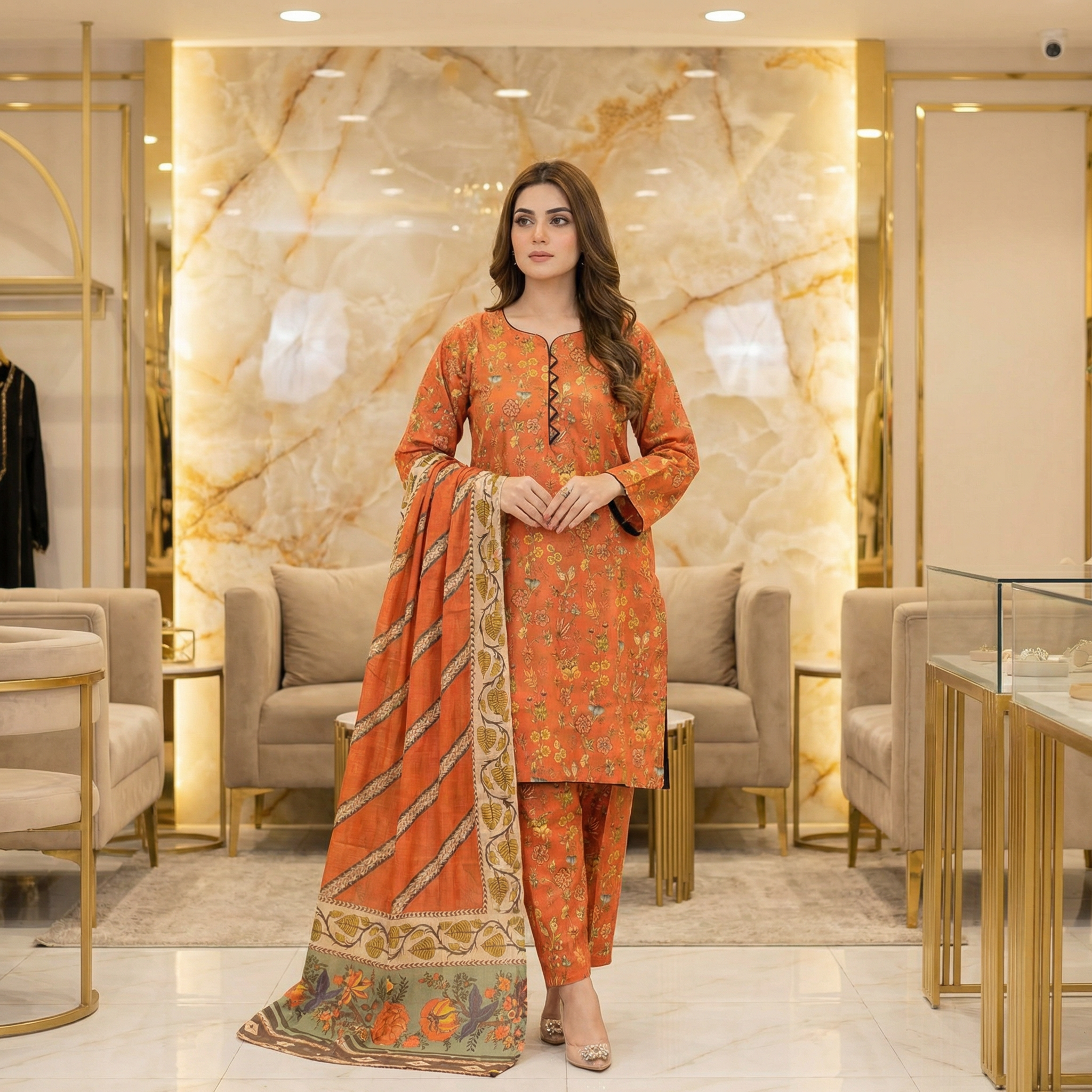 MHM Floral Print Pure Viscose Linen Shalwar Kameez – 8 Prints for Everyday & Eid