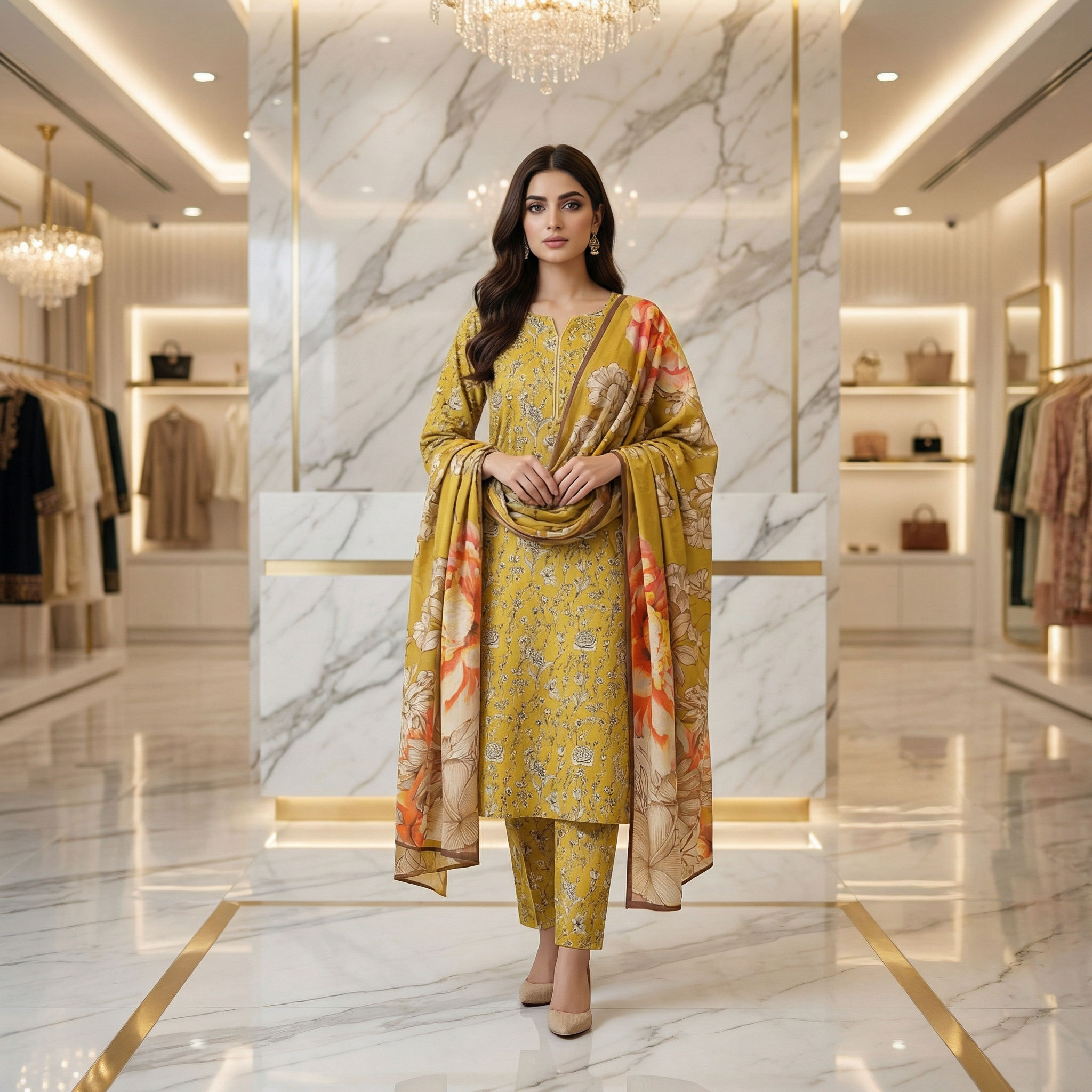 MHM Floral Print Pure Viscose Linen Shalwar Kameez – 8 Prints for Everyday & Eid