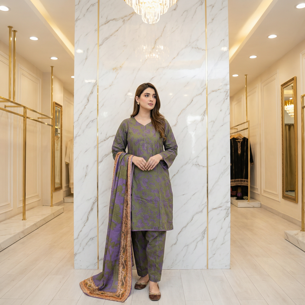 MHM Floral Print Pure Viscose Linen Shalwar Kameez – 8 Prints for Everyday & Eid