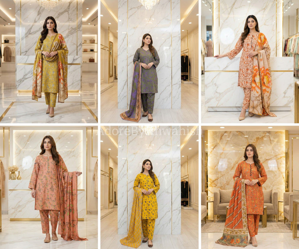 MHM Floral Print Pure Viscose Linen Shalwar Kameez – 8 Prints for Everyday & Eid