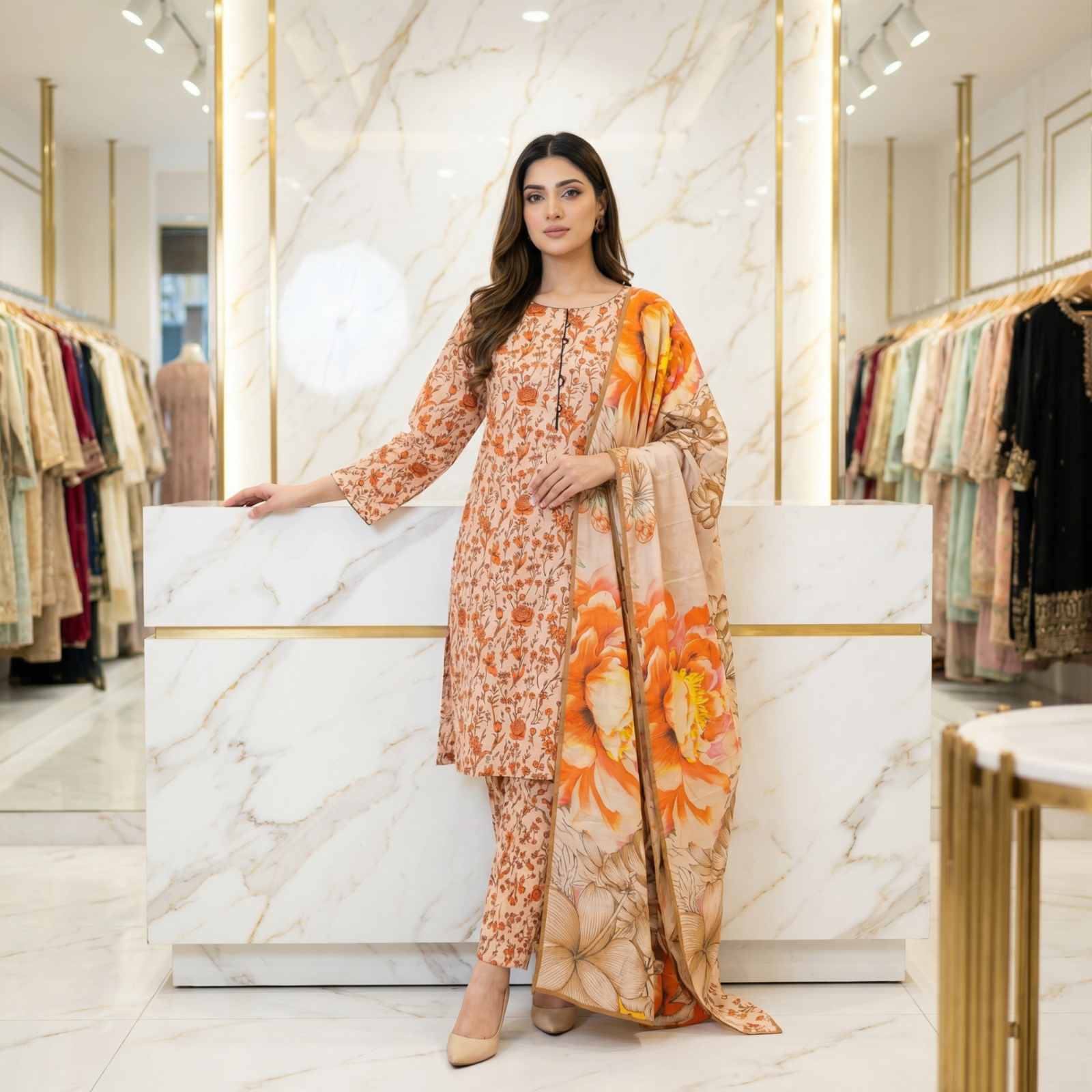 MHM Floral Print Pure Viscose Linen Shalwar Kameez – 8 Prints for Everyday & Eid