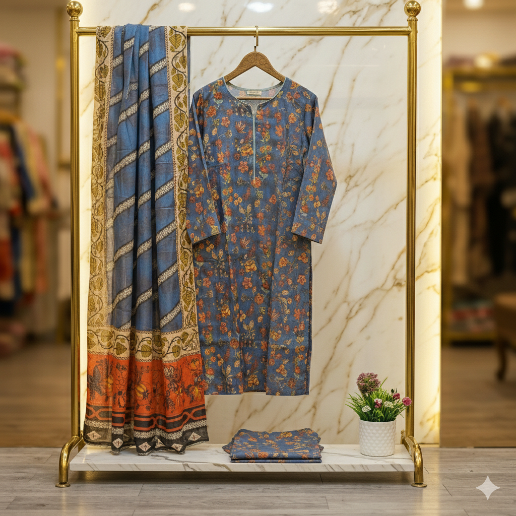 MHM Floral Print Pure Viscose Linen Shalwar Kameez – 8 Prints for Everyday & Eid