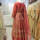 AFZ flamingo pink colour embroidered long dress in organza fabric and dupatta embroidery womenswear plus size traditional dress - AdoreByKhwahish