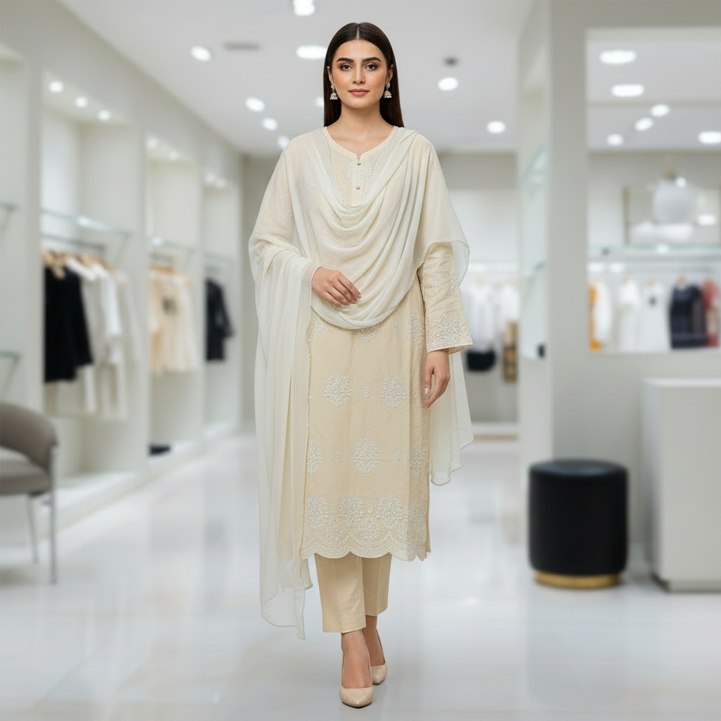 Textured Pastel Collection: Butter Yellow, Mint & Sage Shalwar Kameez | Everyday Eid Wear M to 8XL