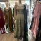 Laurel green colour all over thread and zari embroidered dress