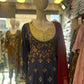 Navy blue with antique gold and red colour