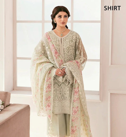 BRQ Mint Green with White Colour Embroidery Shalwar Kameez Chiffon Fabric Embroidered Dupatta in Sizes (S to 7XL) Womenswear Traditional Plus size - AdoreByKhwahish