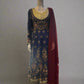 Navy blue with antique gold and red colour