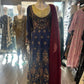 Navy blue with antique gold and red colour