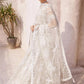 EA off - white colour net handmade foil work embroidered long dress and dupatta embroidery womenswear plus size traditional dress - AdoreByKhwahish