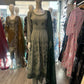Laurel green colour all over thread and zari embroidered dress
