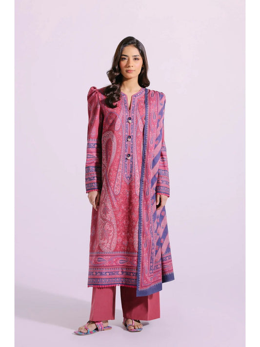 Ethnic EO413 grape colour 100% cotton shalwar kameez with printed dupatta in sizes [M to 8XL] womenswear traditional plus size - AdoreByKhwahish