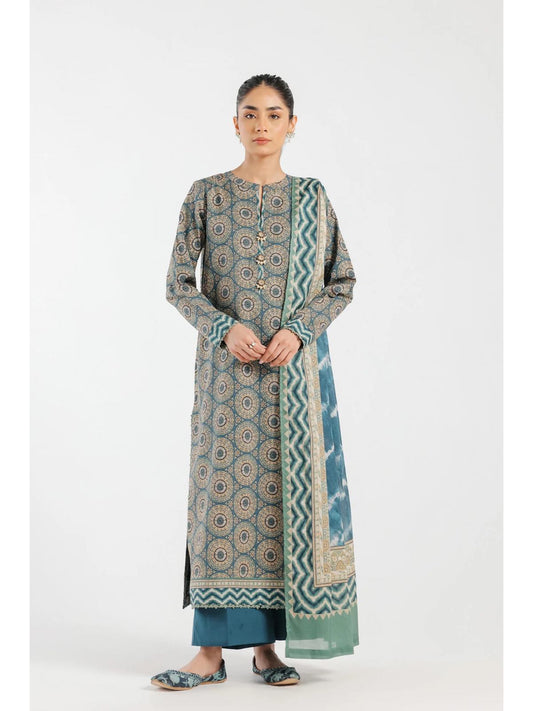 Ethnic EO422 teal blue colour 100% cotton shalwar kameez with printed dupatta in sizes [L to 8XL] womenswear traditional plus size - AdoreByKhwahish