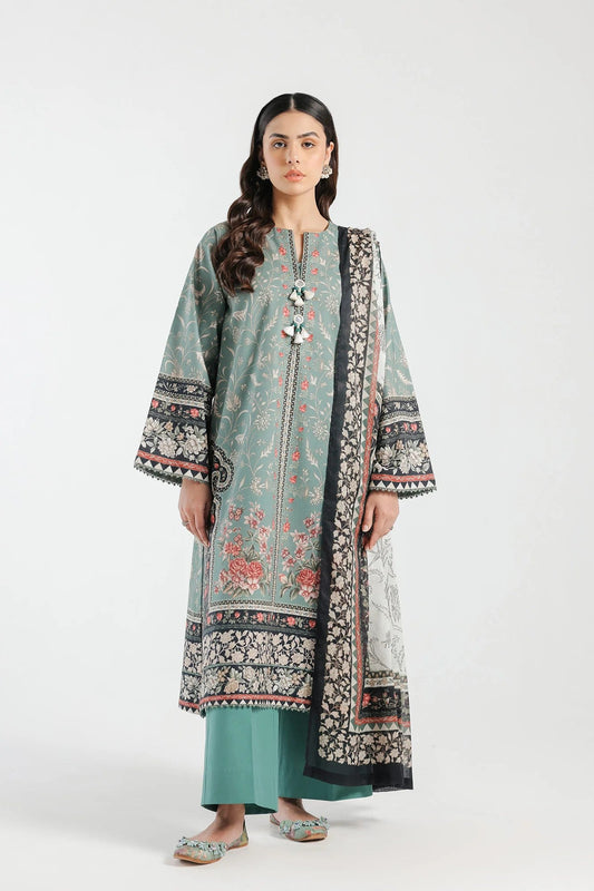 Ethnic green and pink colour E0418 lawn cotton shalwar kameez with cotton dupatta in sizes (M to 7XL) womenswear traditional clothing cotton plus size comfort (Copy) - AdoreByKhwahish