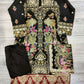GSL black with pink and gold zari colour embroidered organza fabric shalwar kameez with embroidery dupatta in sizes (S to 7XL) womenswear traditional plus size - AdoreByKhwahish