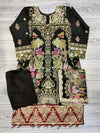 GSL black with pink and gold zari colour embroidered organza fabric shalwar kameez with embroidery dupatta in sizes (S to 7XL) womenswear traditional plus size - AdoreByKhwahish