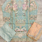 IZK Aqua Blue with Peach Colour Embellished Shalwar Kameez Organza Fabric Embroidery Dupatta in Sizes (S to 7XL) Womenswear Traditional Plus size - AdoreByKhwahish