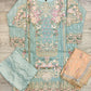 IZK Aqua Blue with Peach Colour Embellished Shalwar Kameez Organza Fabric Embroidery Dupatta in Sizes (S to 7XL) Womenswear Traditional Plus size - AdoreByKhwahish