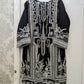 IZK black with white thread embroidery shalwar kameez on khaadi net fabric with embroidery dupatta in sizes L womenswear tradtional dress - AdoreByKhwahish