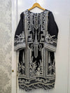 IZK black with white thread embroidery shalwar kameez on khaadi net fabric with embroidery dupatta in sizes L womenswear tradtional dress - AdoreByKhwahish