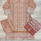 IZK salmon pink and gold colour hand embellished chiffon fabric shalwar kameez with embroidery dupatta in sizes (S to 7XL) womenswear traditional plus size - AdoreByKhwahish