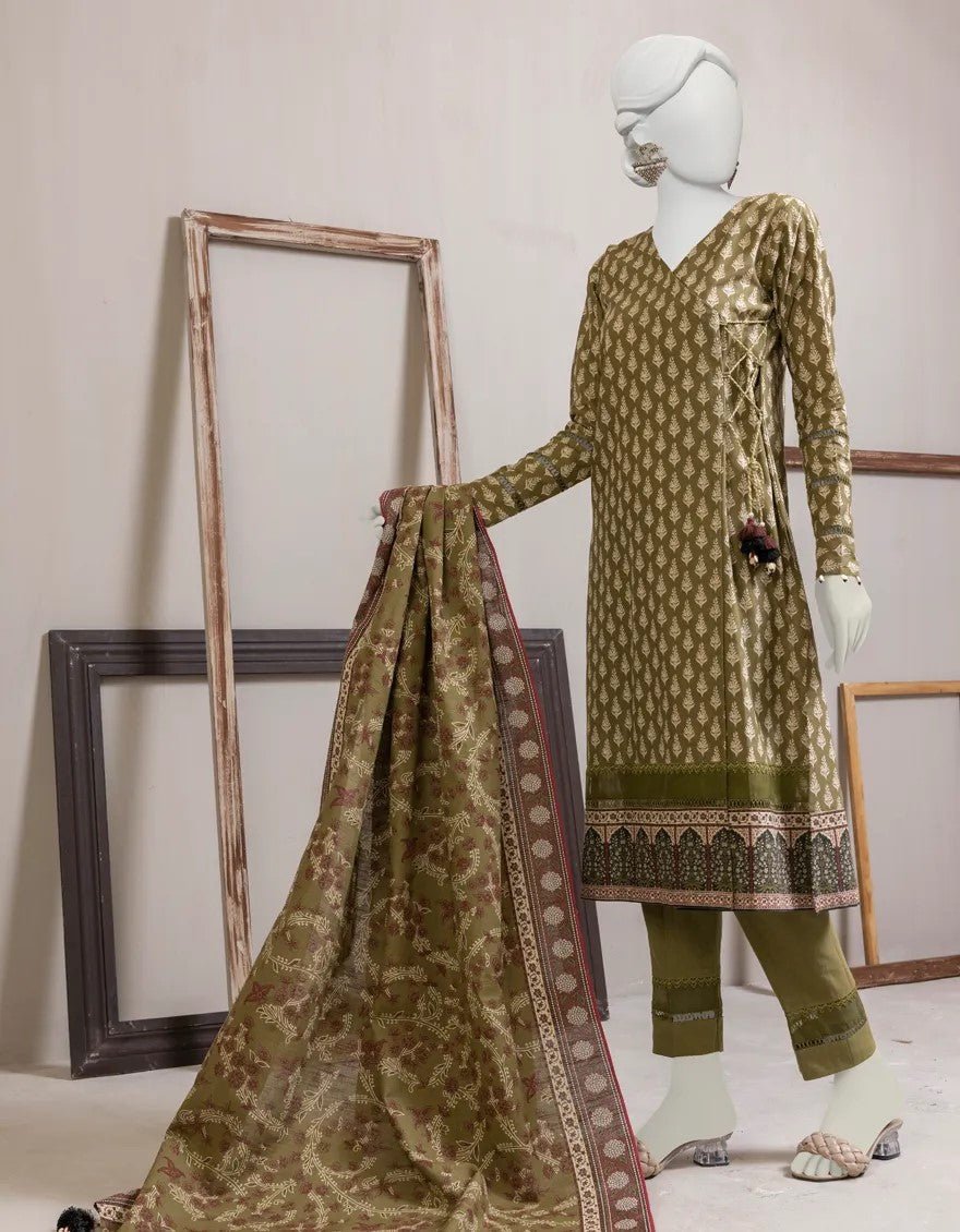 JJ khaddar olive green colour winter collection 23 - 037 shalwar kameez in sizes (S to 7XL) - AdoreByKhwahish