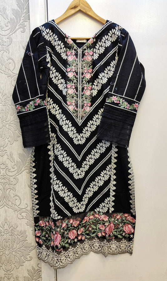 MB Black And Pink Colour Embroidered Shalwar Kameez in Cotton Material Sizes (S to 6XL) - AdoreByKhwahish