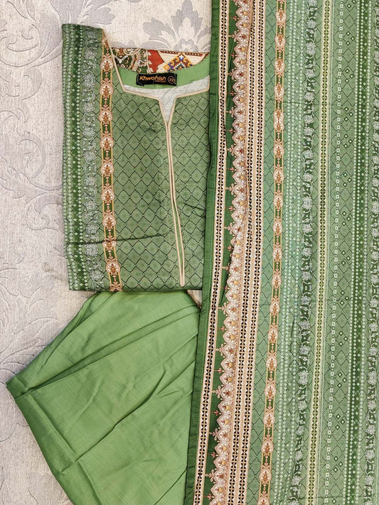 Mint green colour geometrical print excellent quality lilen fabric winter collection shalwar kameez in sizes (S to 7XL) womenswear traditional plus size - AdoreByKhwahish