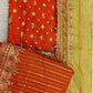 MNR Orange with Olive Green Colour Embroidery Kameez with Lehenga in Organza Fabric in Sizes (S to 7XL) - AdoreByKhwahish