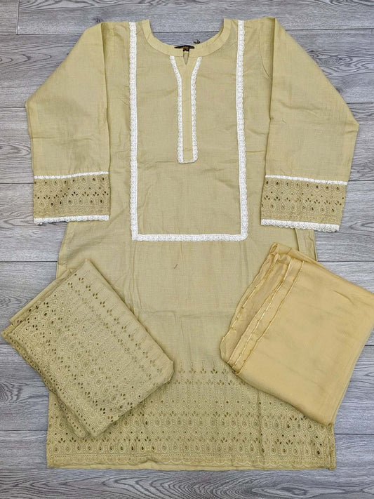 Pale lime colour chiken cotton embroidered shalwar kameez with embroidered plazzo trousers in cotton fabric size (S to 8XL) womenswear plus size cotton dress comfort clothing - AdoreByKhwahish