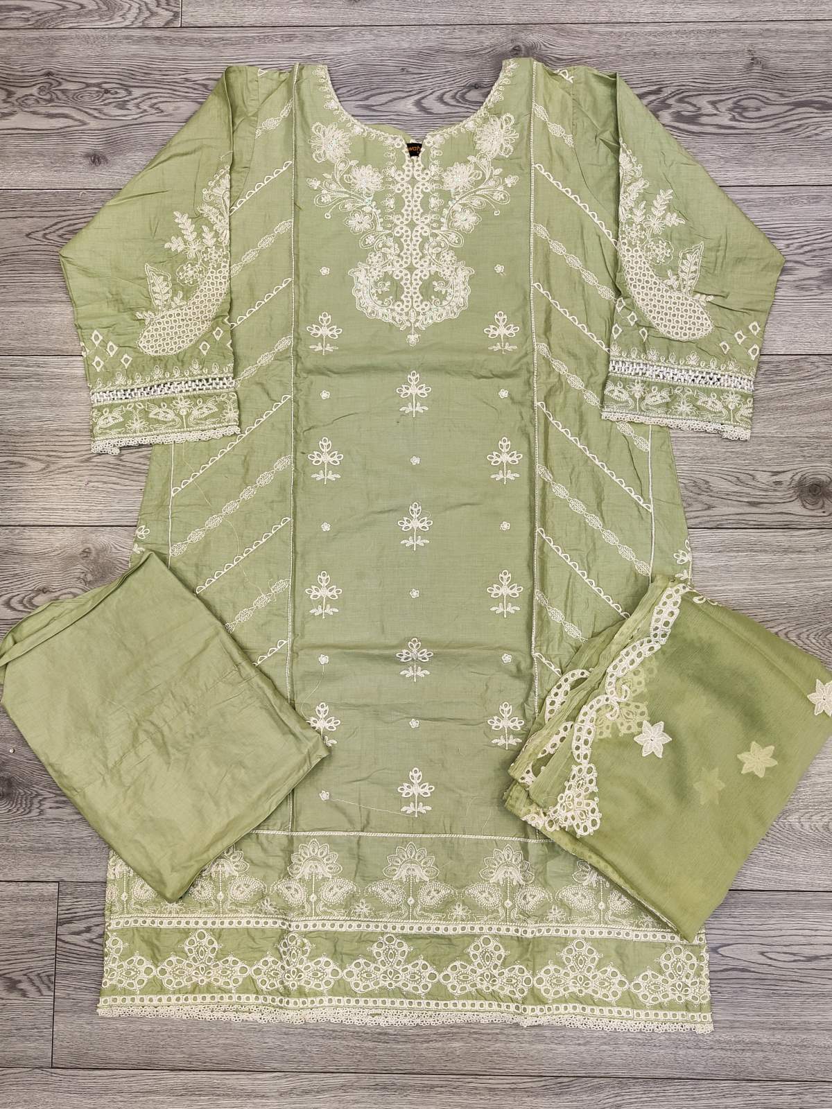 QMR mint green colour embroidered cotton shalwar kameez with chiffon dupatta in sizes (M to 7XL) womenswear traditional clothing cotton plus size comfort - AdoreByKhwahish