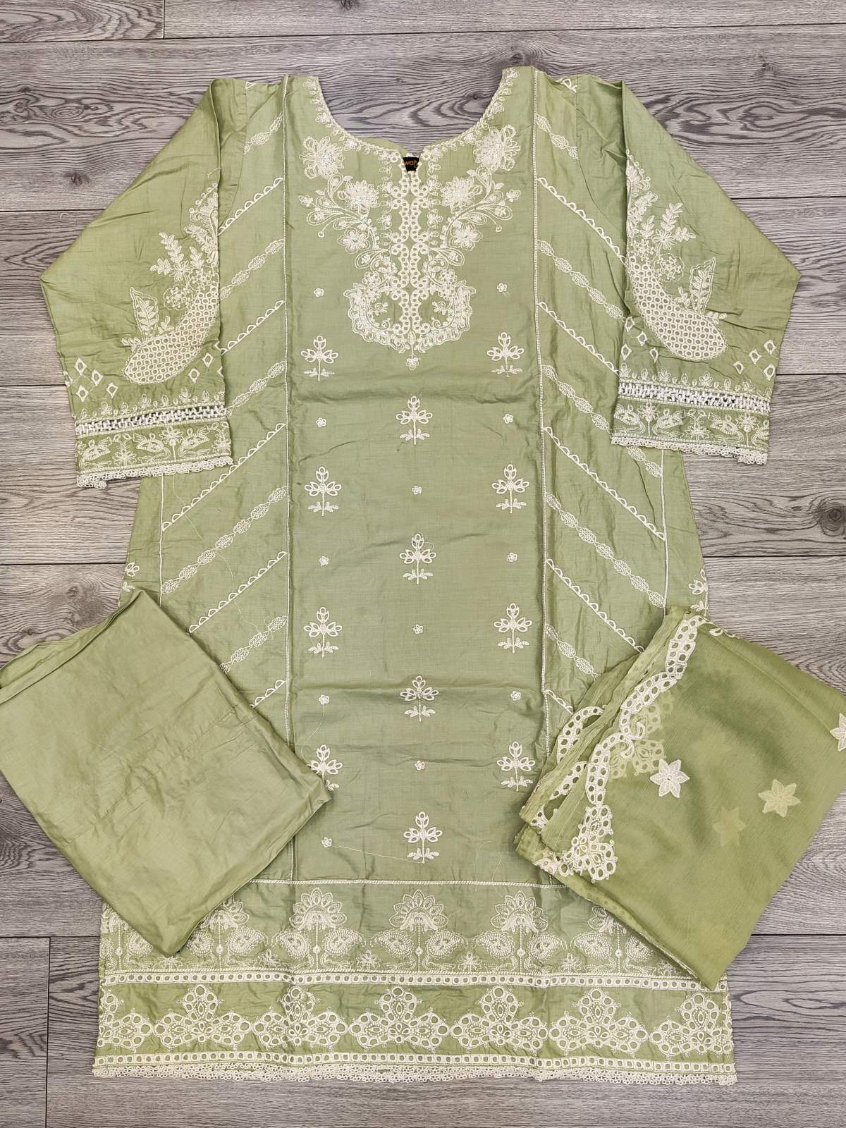 QMR mint green colour embroidered cotton shalwar kameez with chiffon dupatta in sizes (M to 7XL) womenswear traditional clothing cotton plus size comfort - AdoreByKhwahish