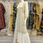 RPB off - white with gold colour sequins zari and foil embellishments chiffon fabric sharara outfit with embroidery chiffon dupatta in sizes (S to 3XL) womenswear traditional plus size - AdoreByKhwahish