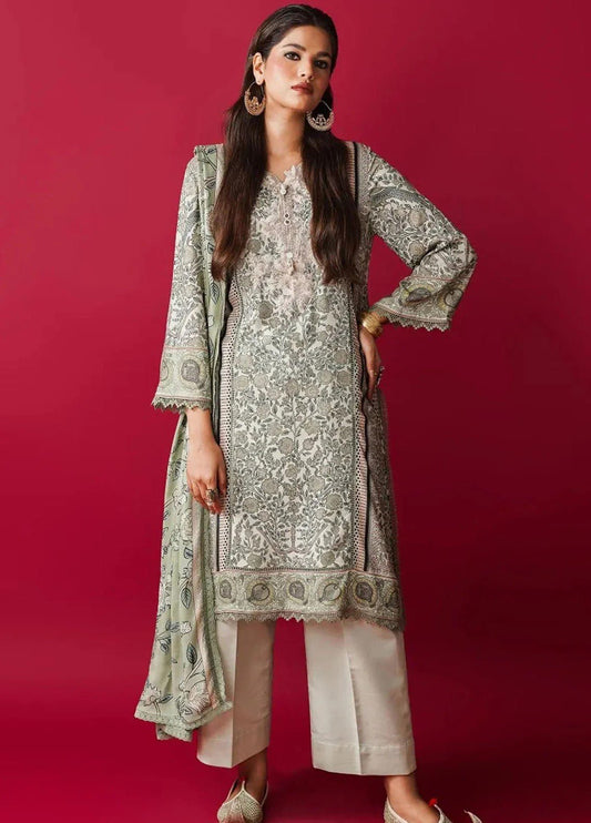 Sana Safinas Mahay 17A original mint green and khaki colour cotton fabric excellent quality shalwar kameez in sizes (2XL to 7XL) womenswear traditional plus size - AdoreByKhwahish