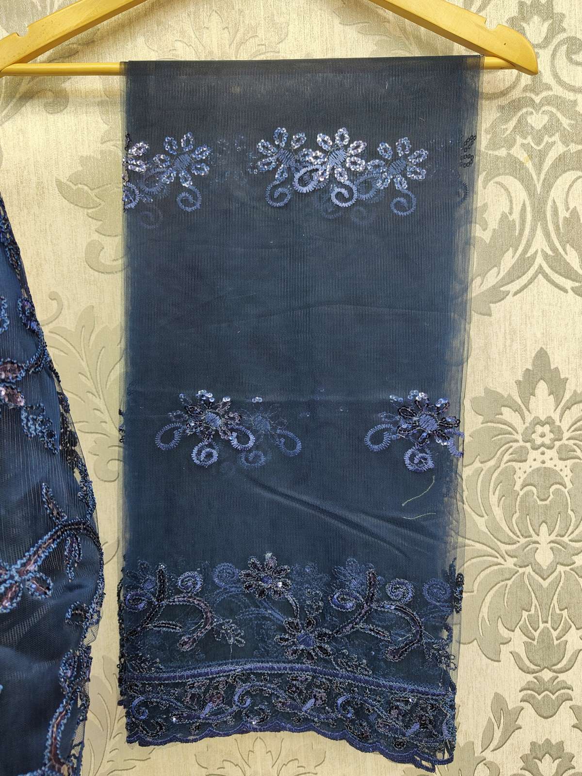 TR hand embellished net fabric shalwar kameez in colours Biege Grey Sea - green Navy Blue and Black with embroidery dupatta in sizes (L to 5XL) womenswear traditional plus size wedding dress clothes - AdoreByKhwahish